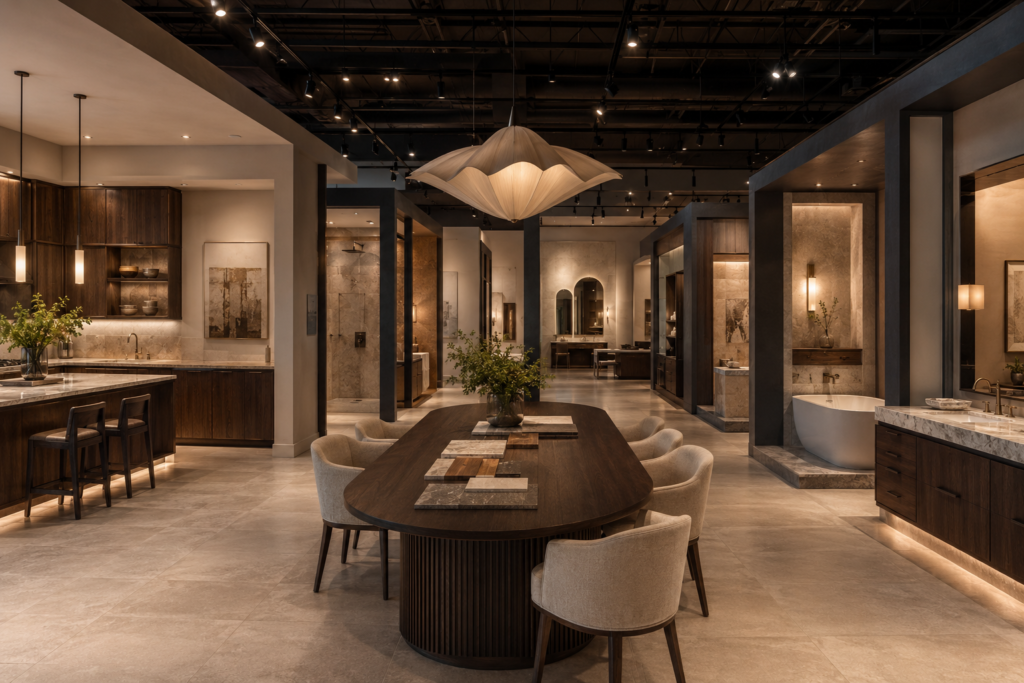 Kitchen remodel with dark wood cabinetry and stone island